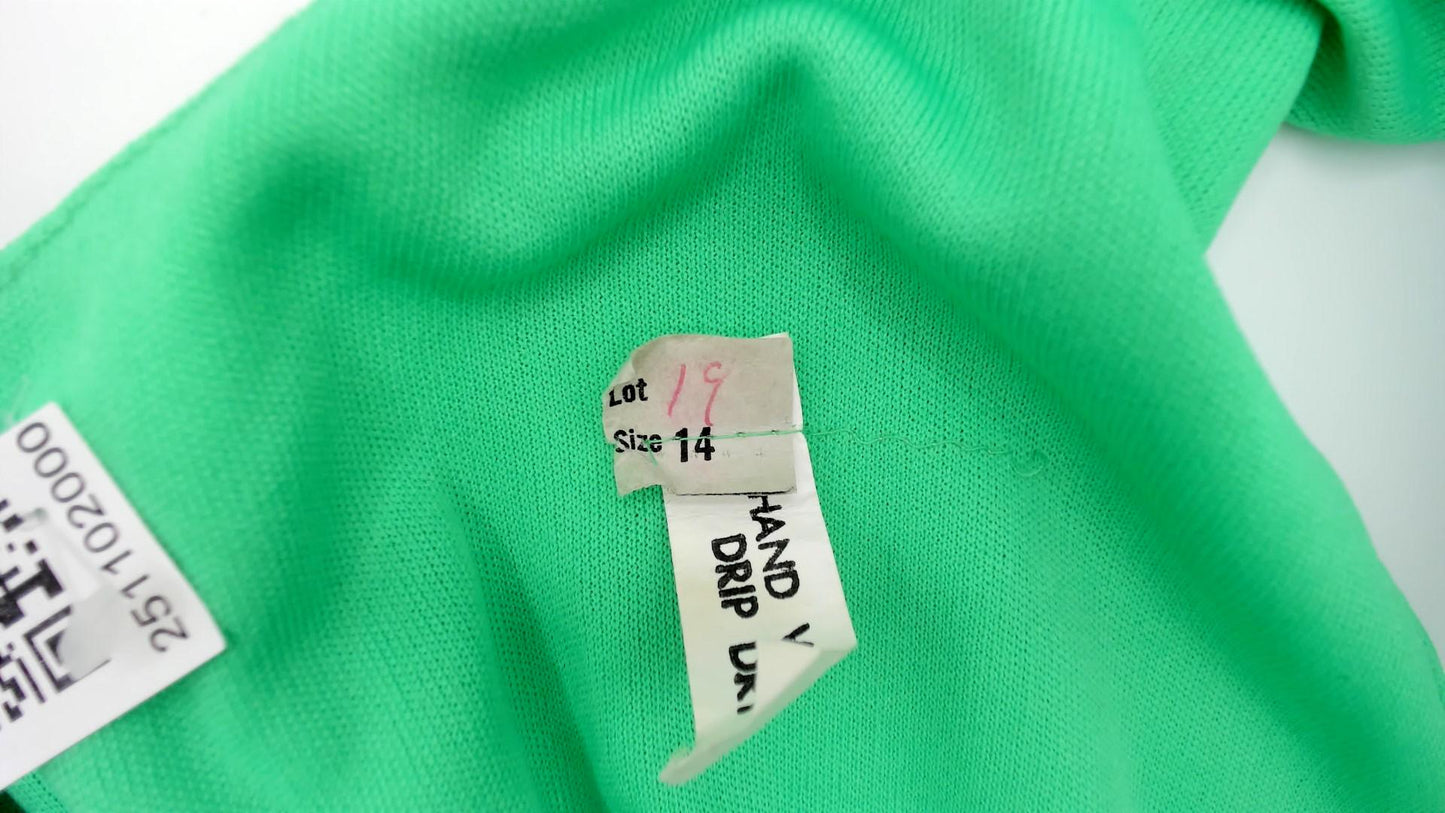 70s Mint Green Mini Dress V-Neck Ruched Bodice Sleeveless A-Line Medium M