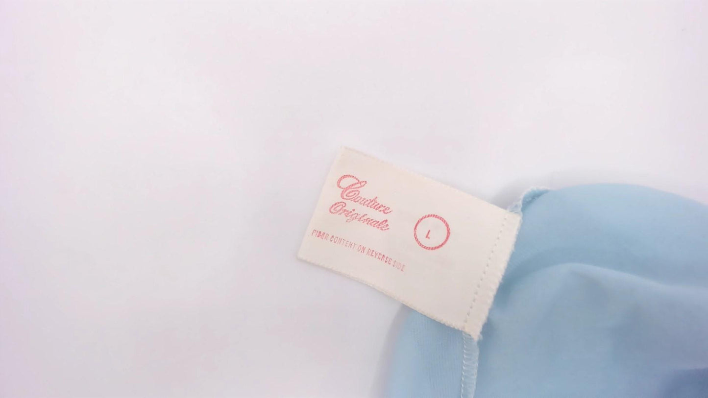 70s Aqua Babydoll Nightgown Sheer Lace Empire Waist Negligee Medium