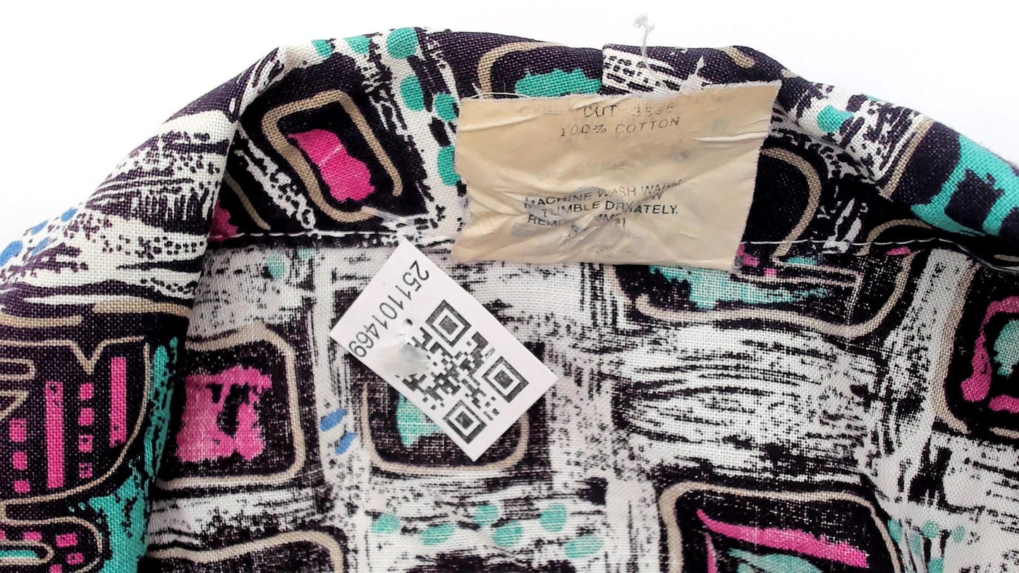 90s Mister Remo Geometric Abstract Blazer Pink Blue Cotton Small S