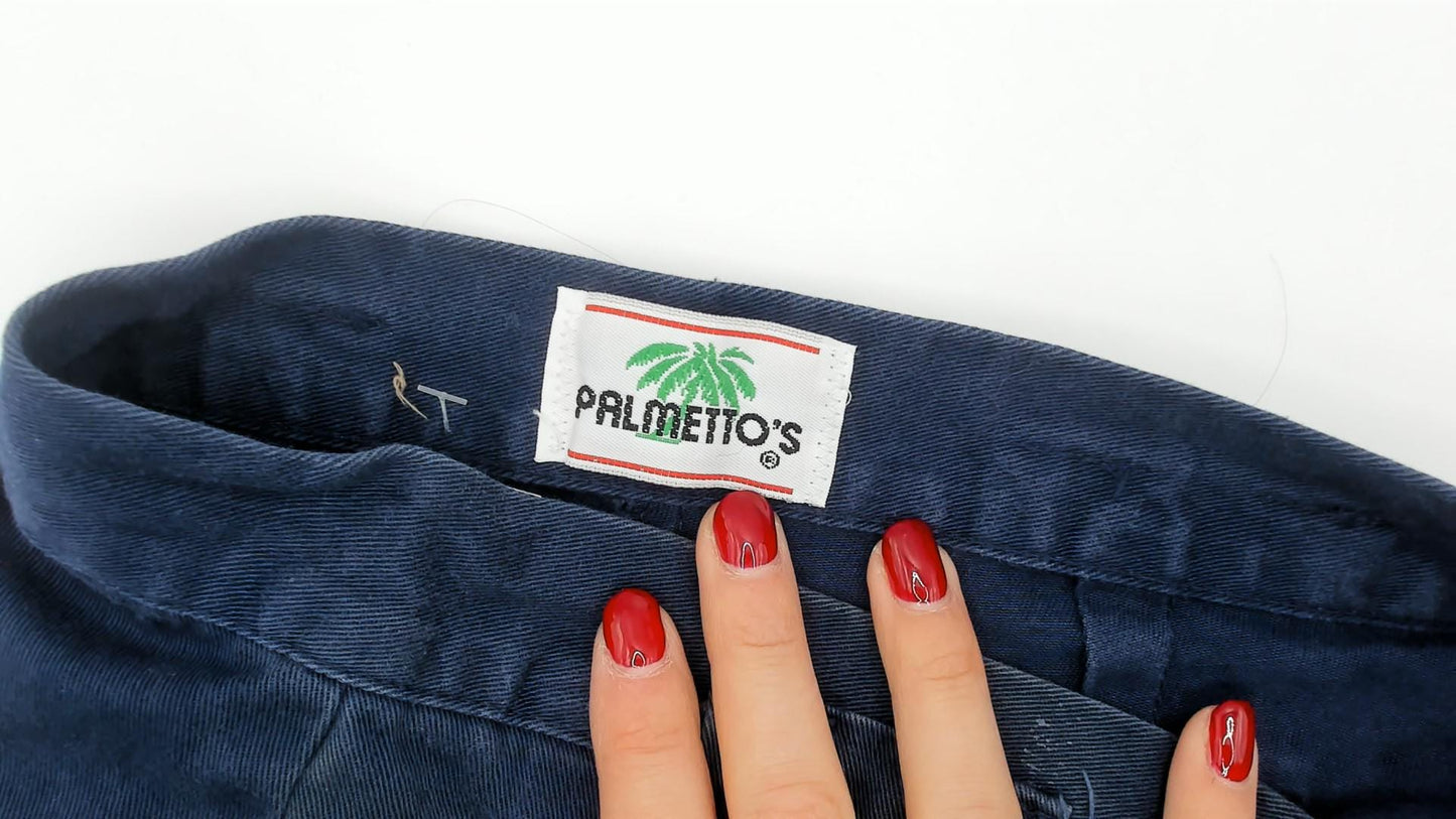 80s Palmetto's Navy Pleated High-Waist Shorts Small S