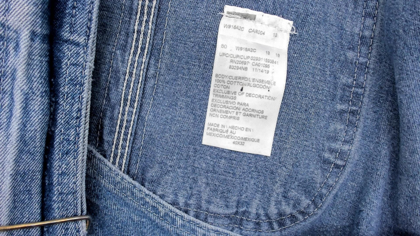 Dickies Y2K Light Blue Denim Overalls Distressed Workwear Plus Size XXL