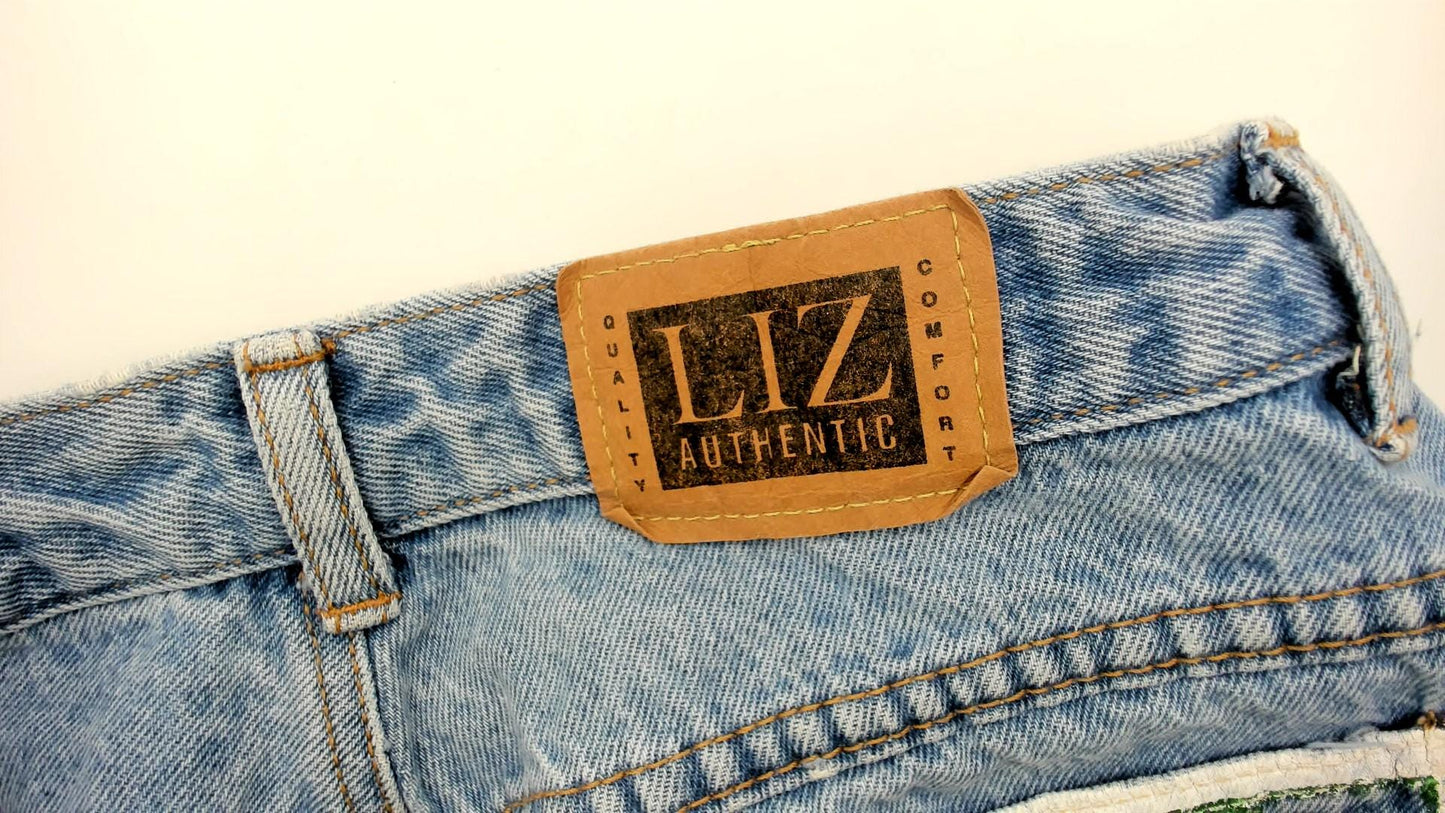 90s Liz Authentic High Waisted Jeans Light Wash Leaf Pocket Medium