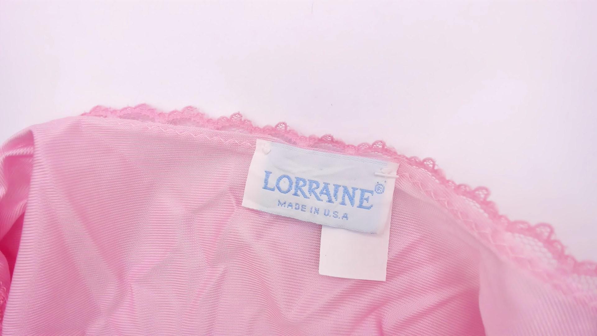 70s Lorraine Pink Lace Wrap Robe V-Neck Tie Front Lingerie Medium M