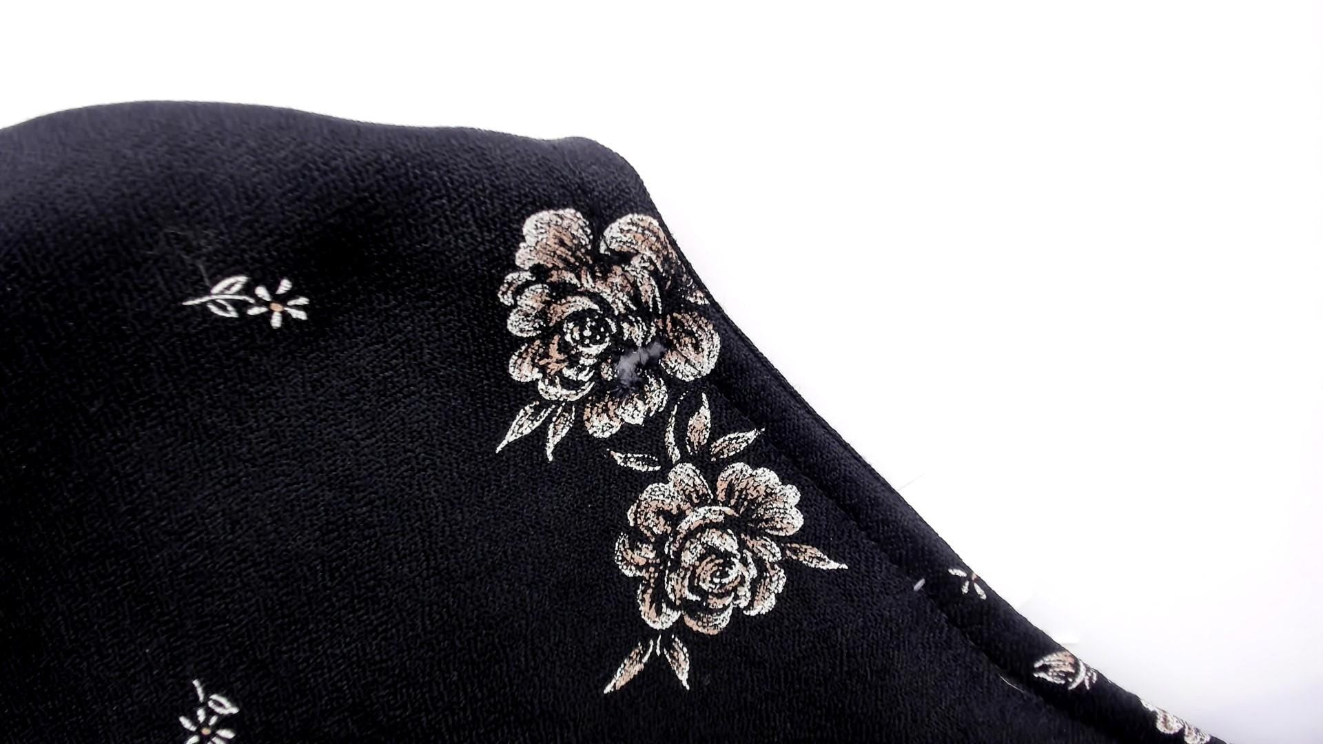 90s Molly Malloy Black Floral Midi Dress with Knit Vest Overlay Small