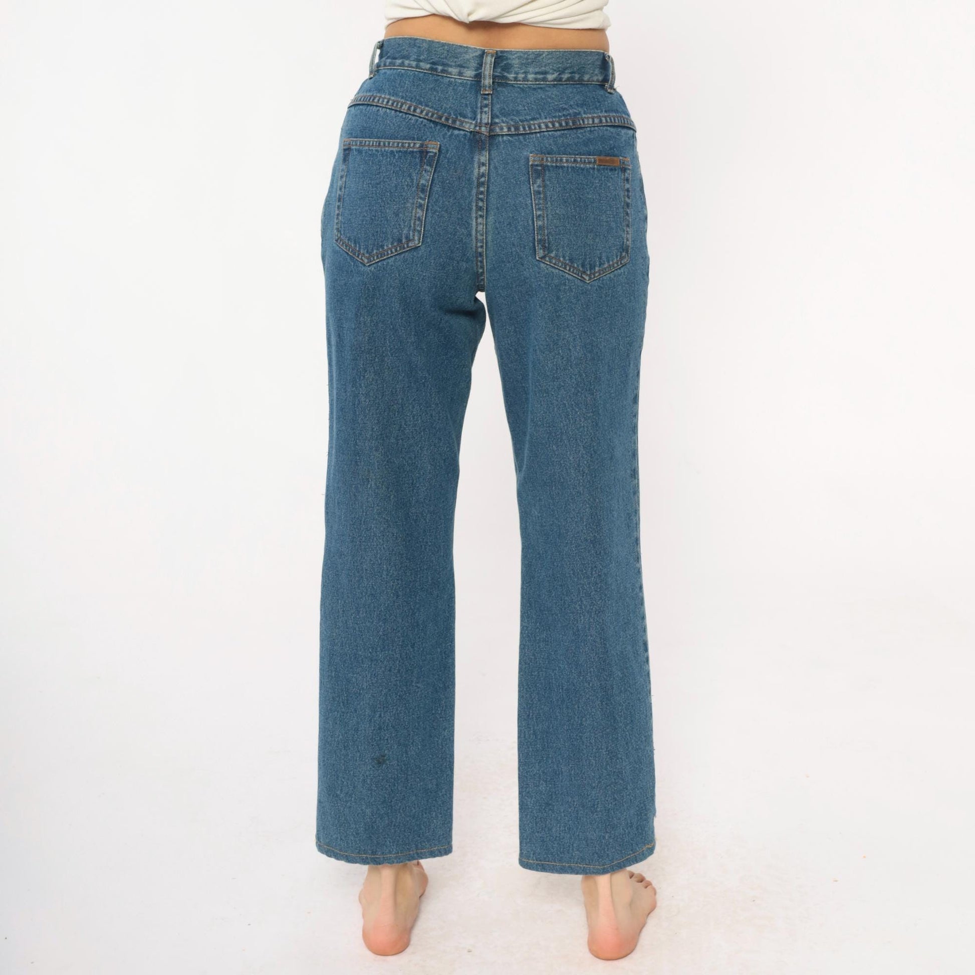 Y2K Pendleton Wide Leg Cropped Jeans High Waist Medium Blue Denim Small