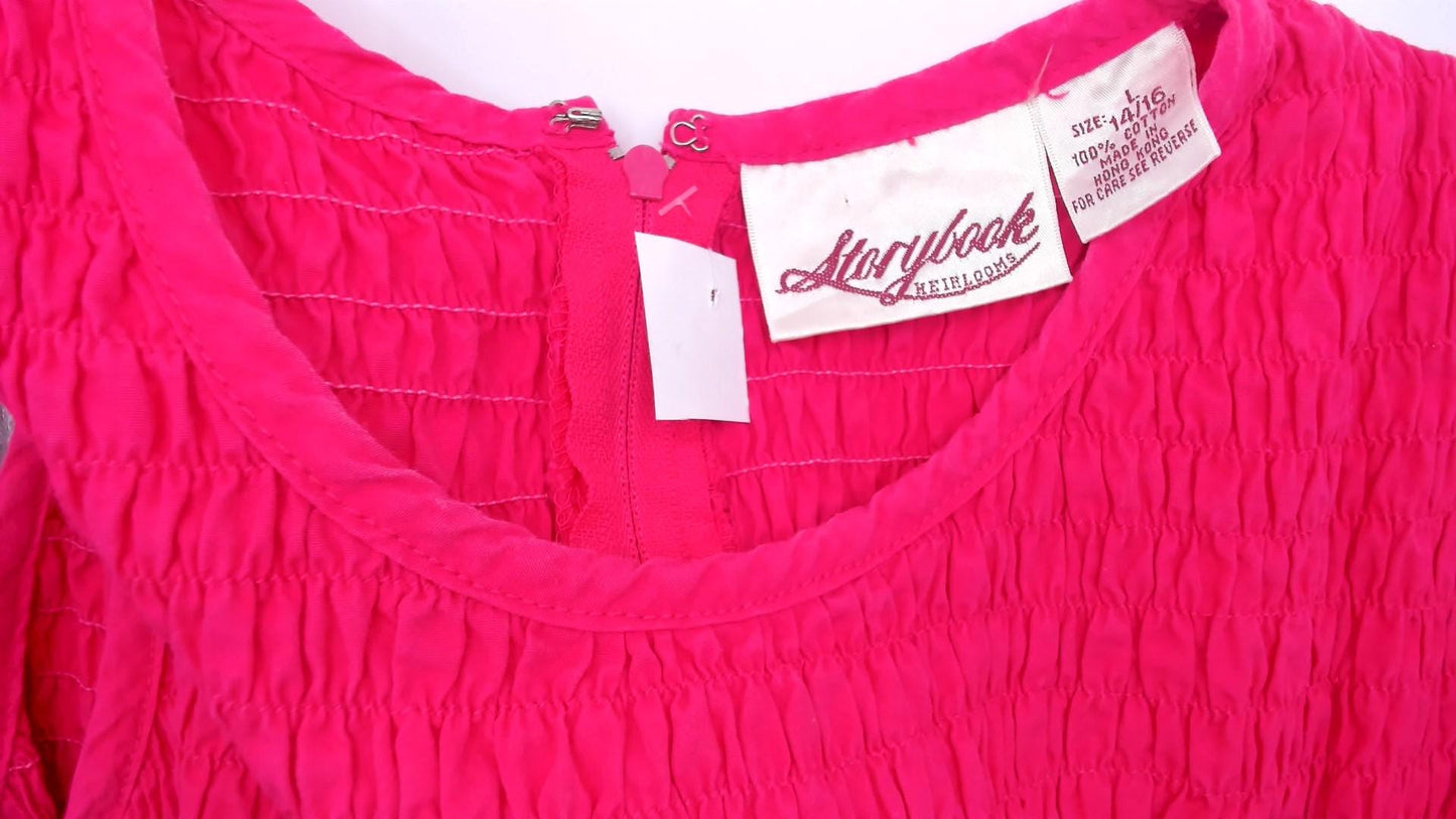 Y2K Coral Pink Maxi Dress Smocked Bodice Cotton Sleeveless Large