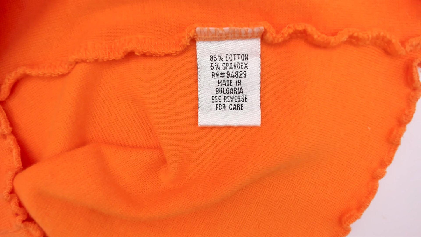 Y2K Orange Ribbed Crop Tank Top Button Front Lettuce Edge Medium M