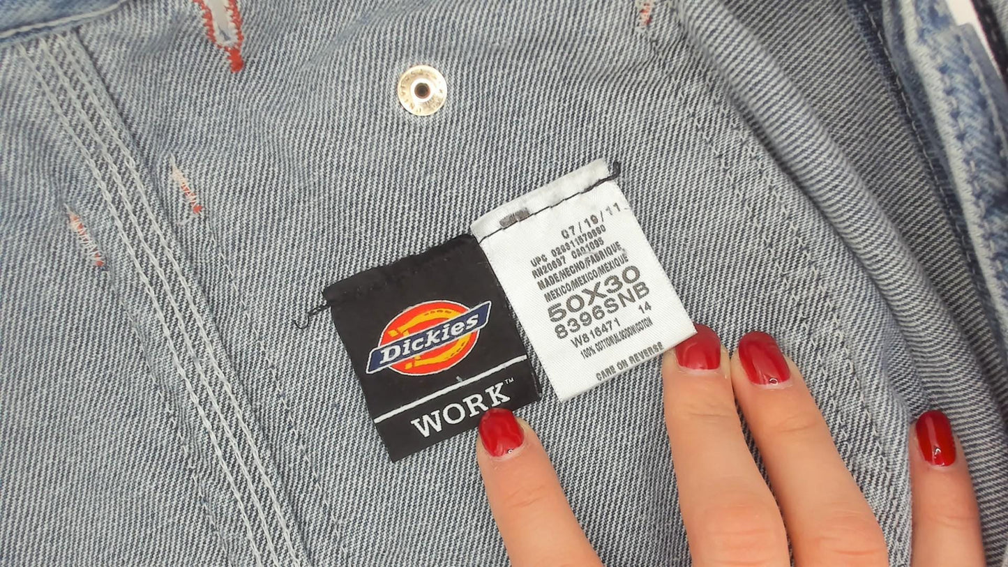 90s Dickies Denim Overalls Blue Baggy Workwear Carpenter Bib XL