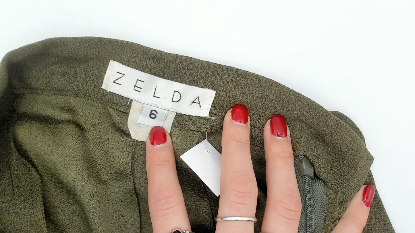 90s Zelda Olive Green High-Waisted Pleated Trousers Small S