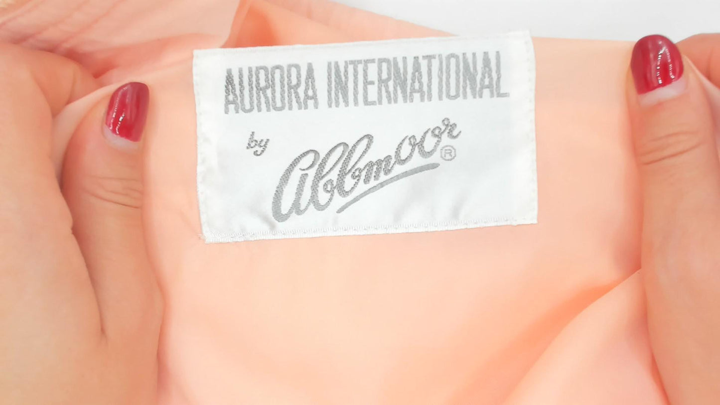 80s Aurora International Windbreaker Jacket Peach Snap Collar Zip Front Extra Large XXL
