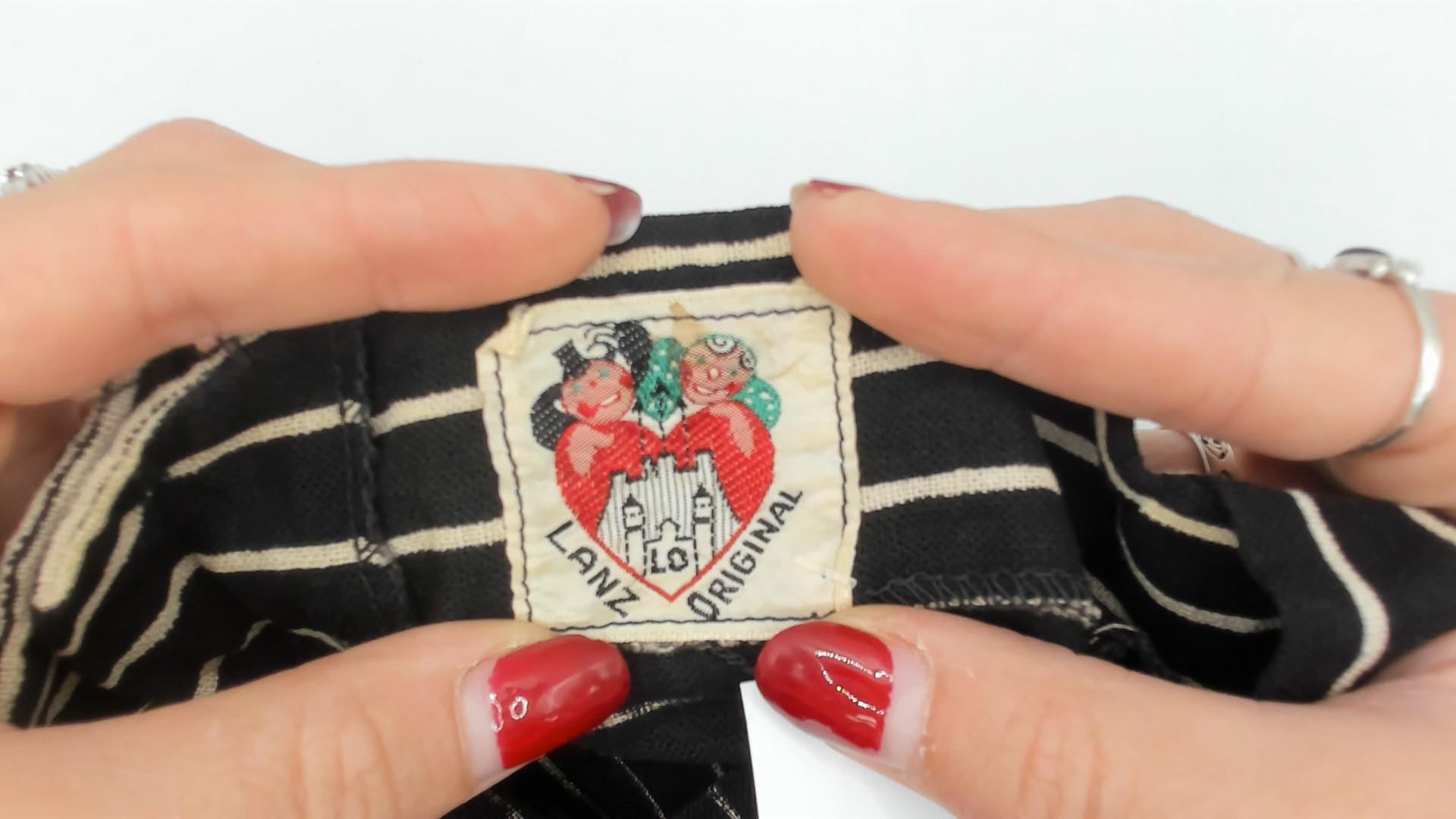 50s Lanz Original Black Pinstripe Sundress Square Neck Spaghetti Strap Extra Small