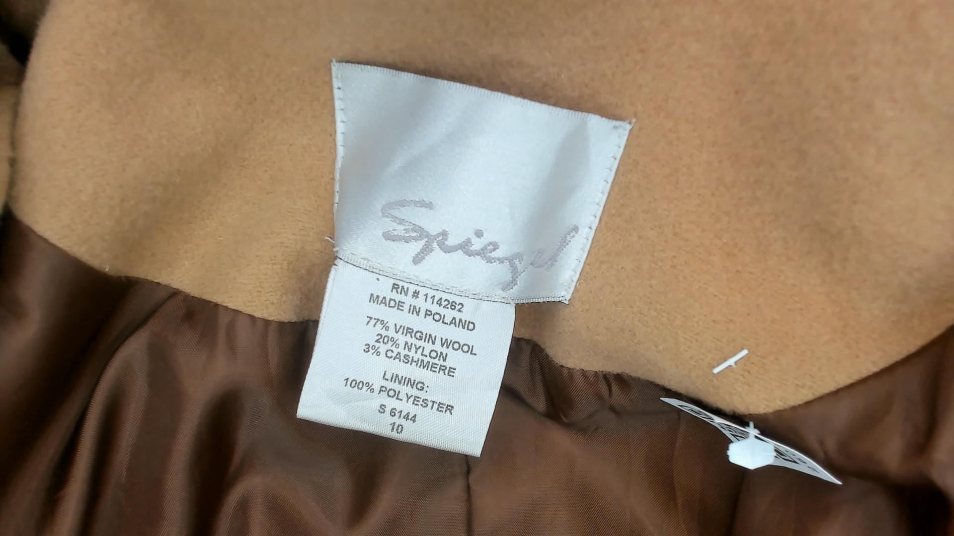 90s Spiegel Wool Cashmere Camel Coat Fur Collar Ankle Length Tan Medium M