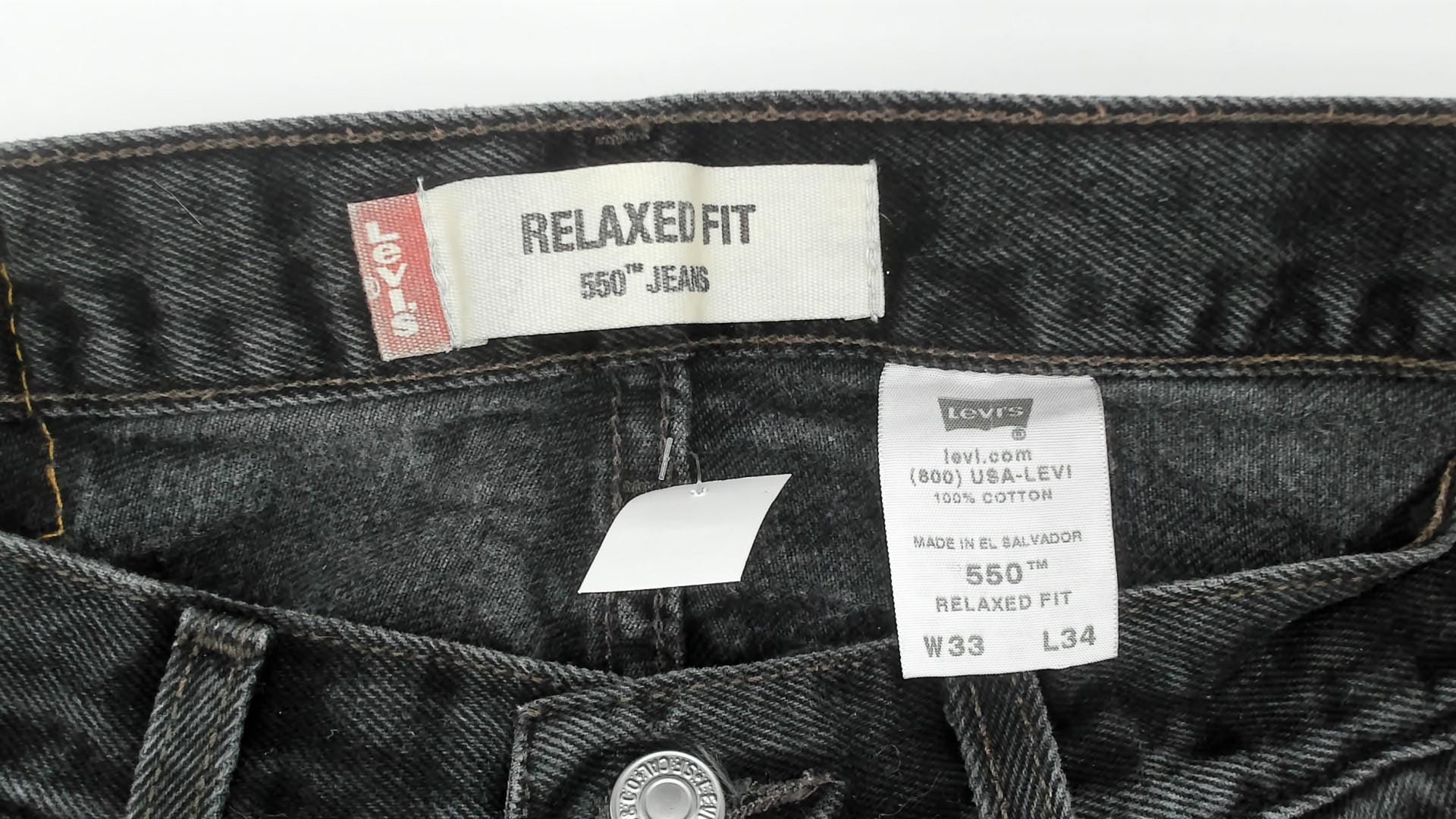 2000s Levi's 550 Faded Black High-Waisted Straight Leg Jeans 33 34