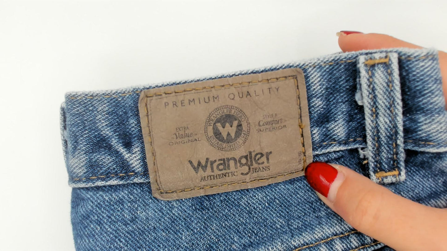 Wrangler Cropped High Rise Straight Leg Jeans Medium Stonewash Blue 00s
