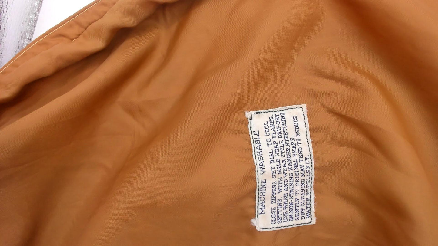 70s Douglas Park Two-Tone Windbreaker Puffer Jacket Brown Mustard Gold Medium M
