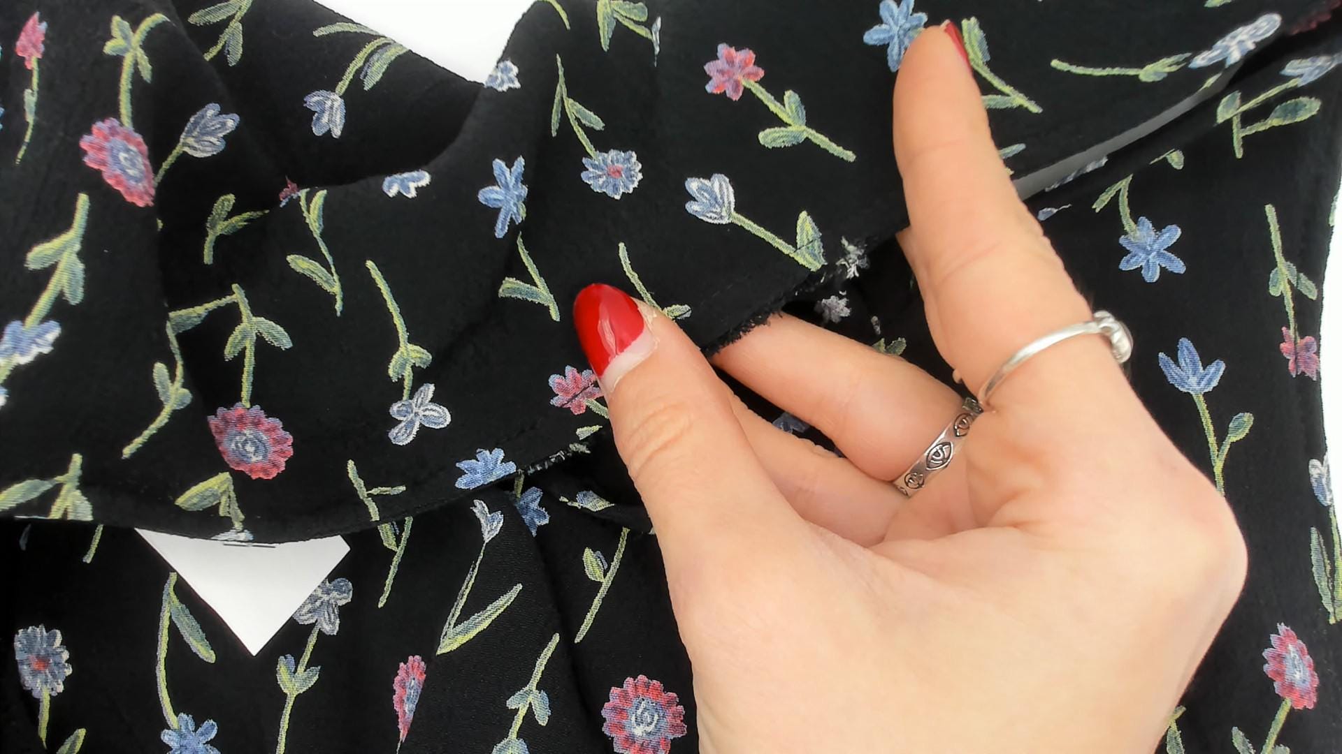 90s Putumayo Black Floral Sundress Knee Length Wildflower Embroidered Medium M