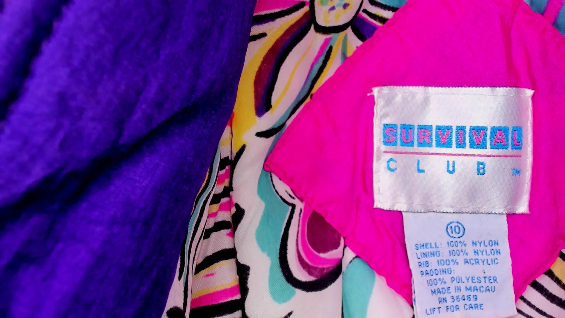 90s Survival Club Hot Pink Nylon Windbreaker Double Breasted Purple Lined XS