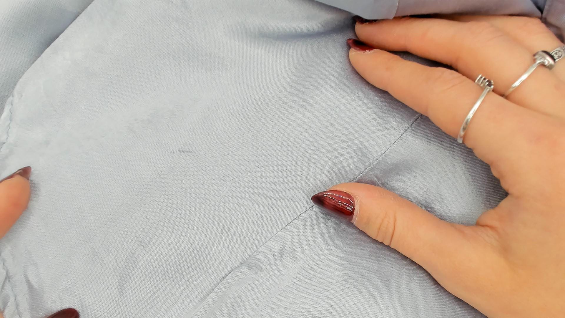 90s Younique Silver Satin Button Blouse Three Quarter Sleeve Small