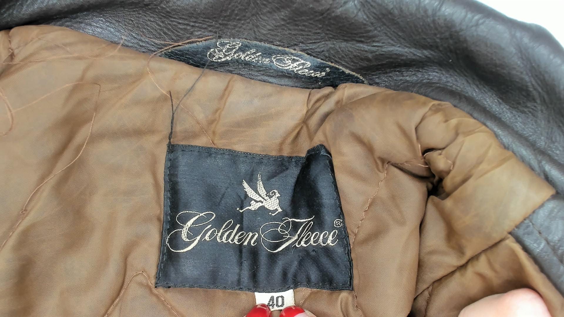 80s Golden Fleece Dark Brown Leather Bomber Jacket Cropped Small