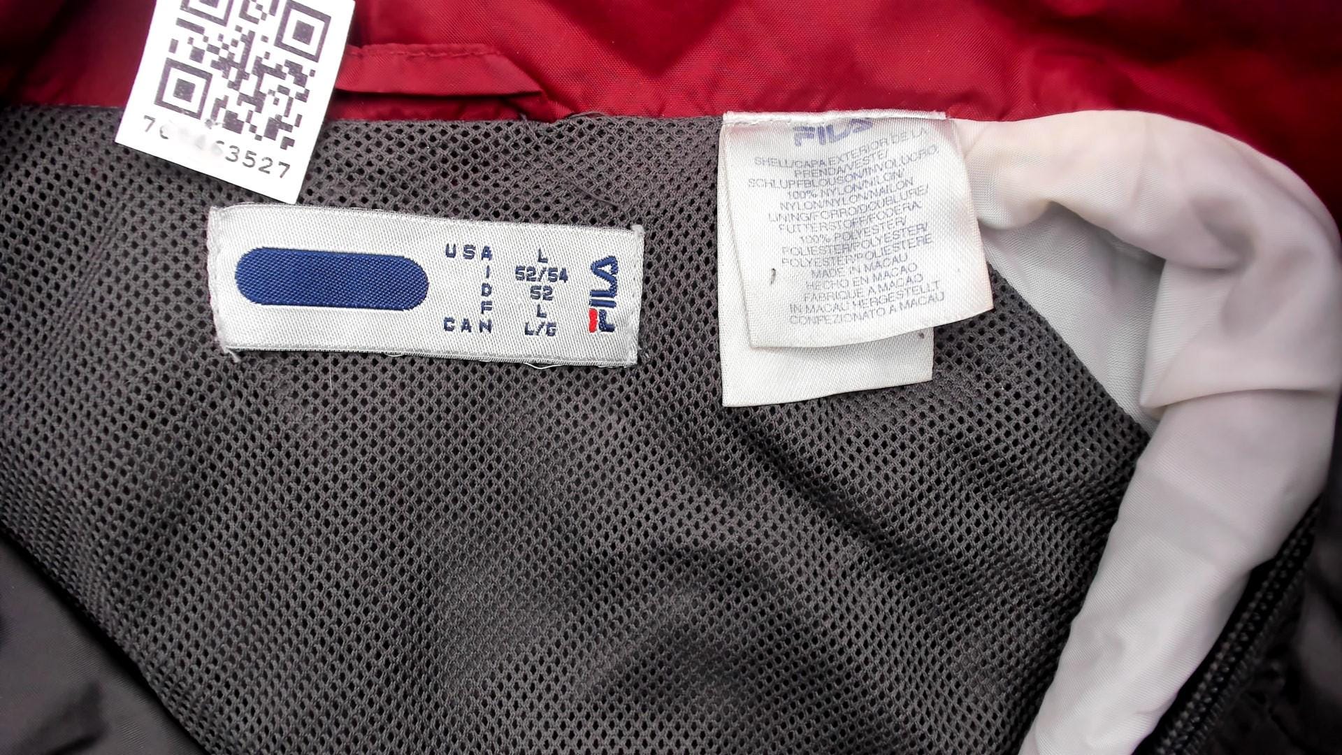 Y2K Fila Windbreaker Charcoal Grey Burgundy Colorblock Track Jacket Large L