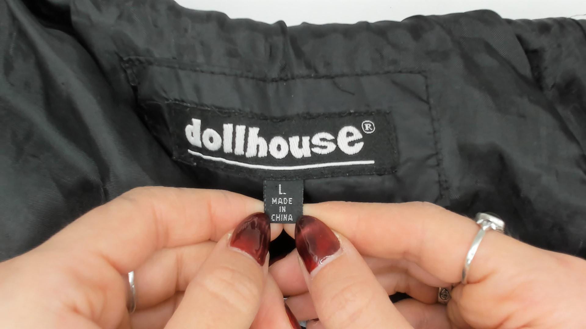 Y2K Dollhouse Black Bomber Jacket Snap Front Knit Collar Cropped Medium M