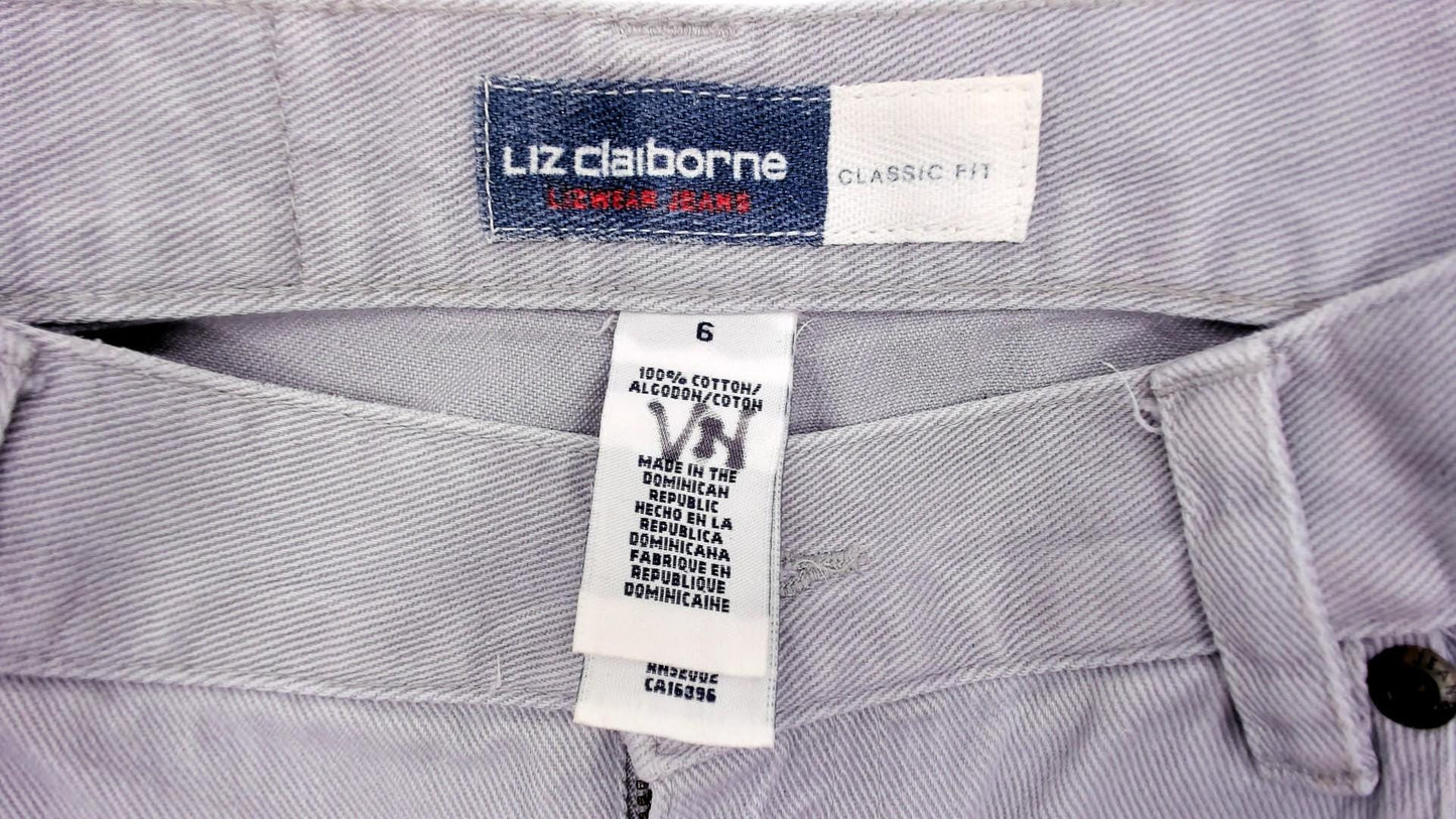 90s Liz Claiborne Grey High-Waisted Tapered Denim Jeans Small S