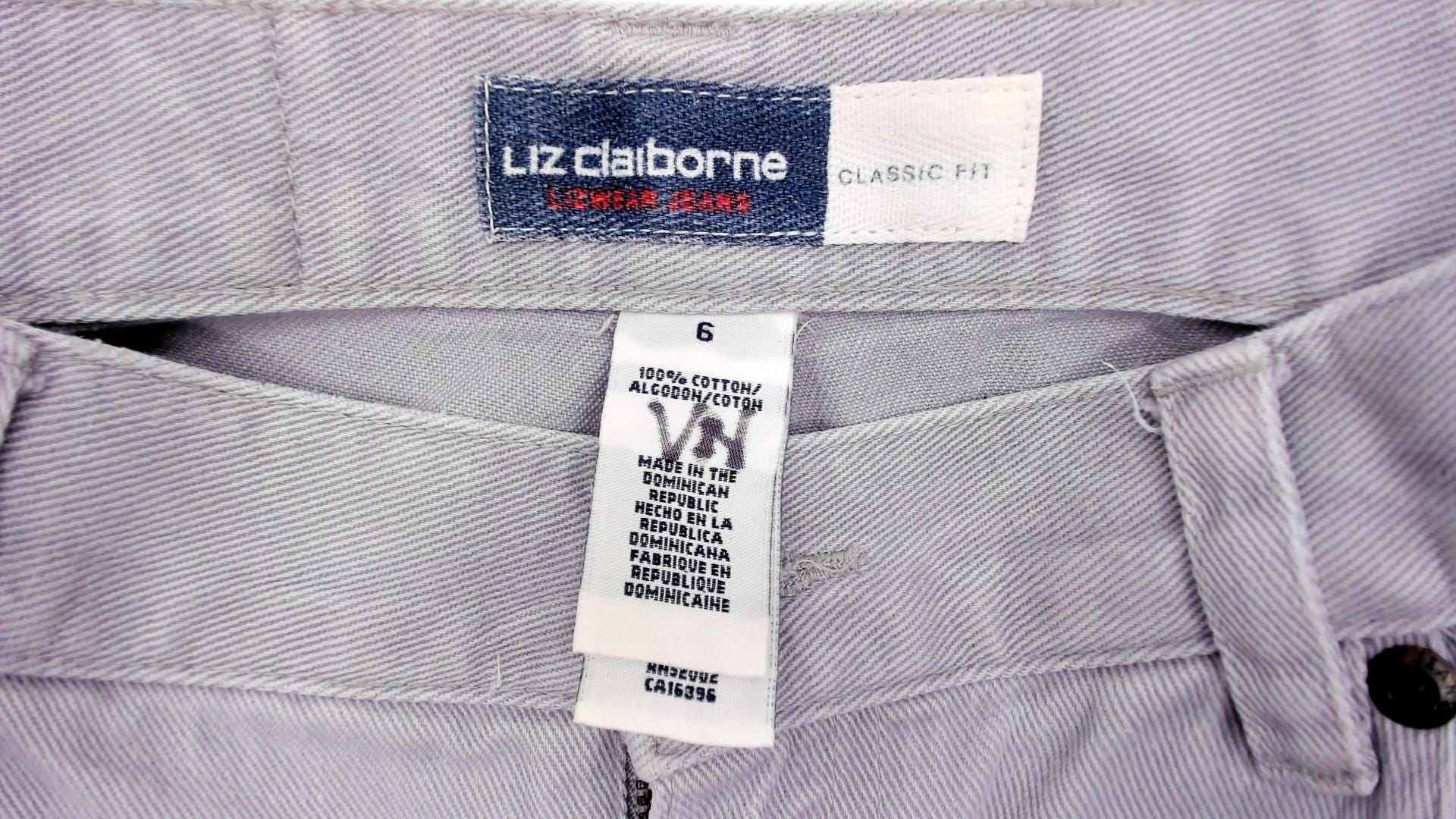 90s Liz Claiborne Grey High-Waisted Tapered Denim Jeans Small S