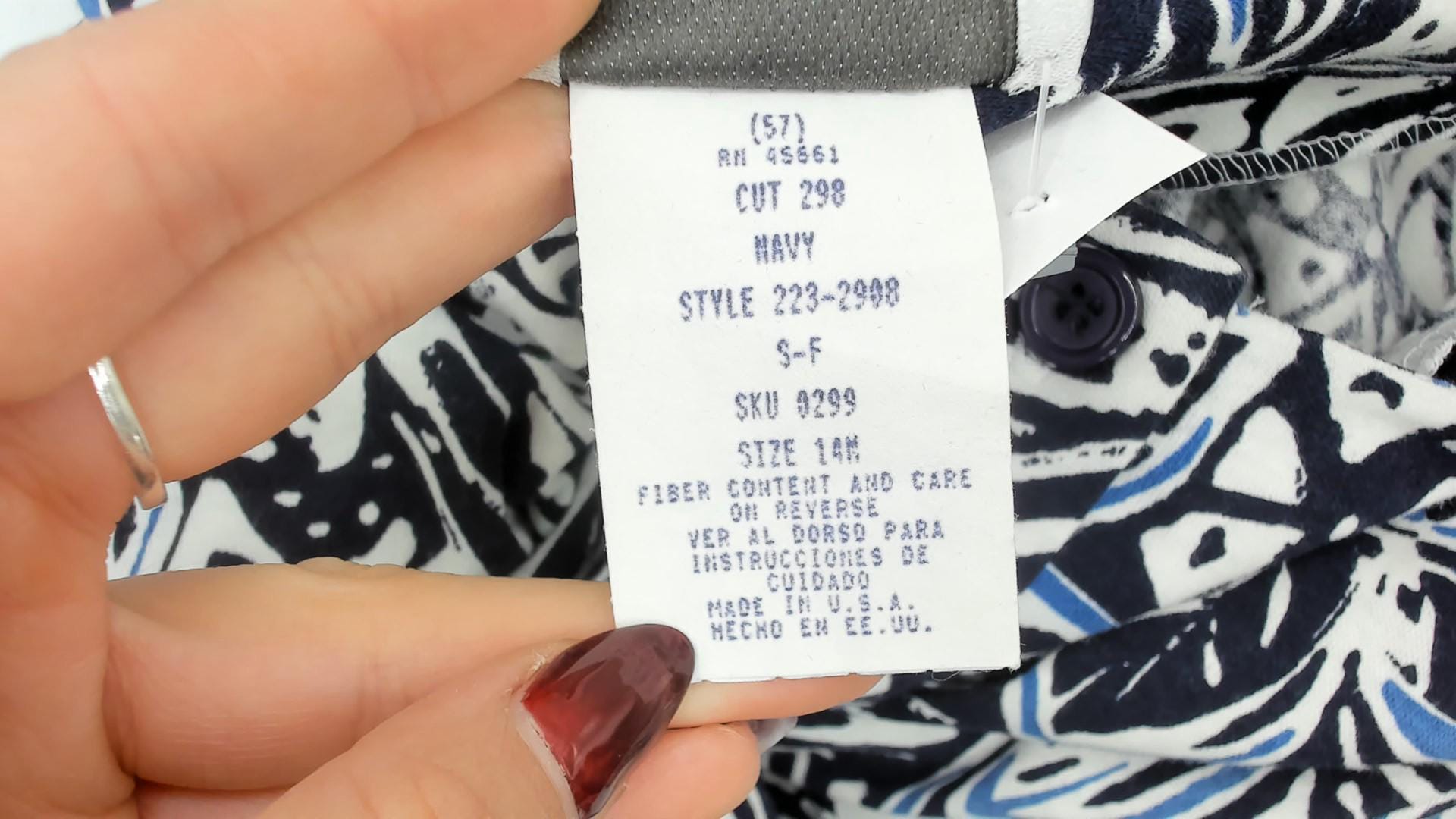 90s Via Sant Andrea Navy Floral Midi Dress Cotton Henley Button Short Sleeve Large L