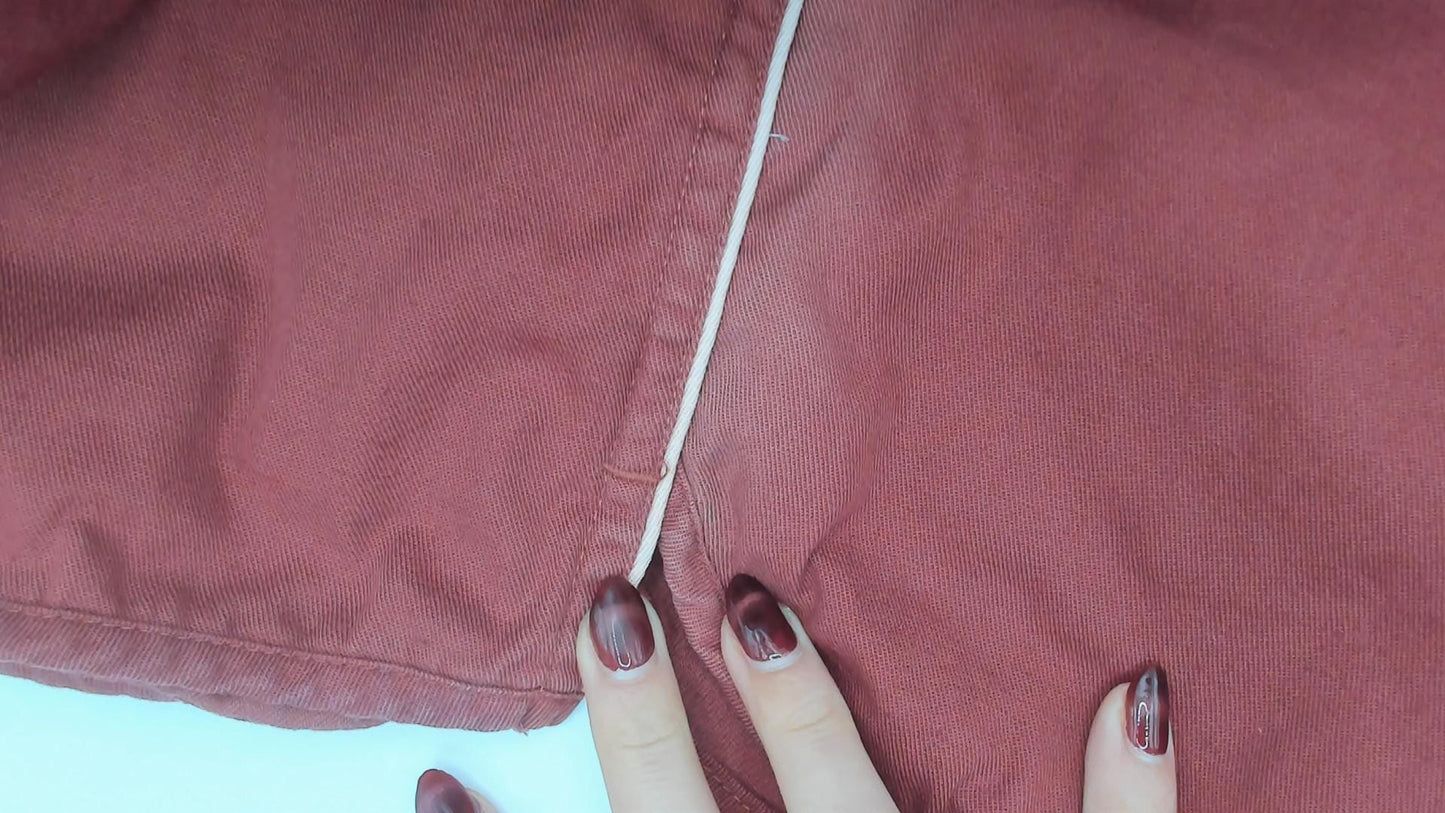 80s Repage Burgundy Swim Trunks Drawstring Waist Cotton Contrast Piping Large L