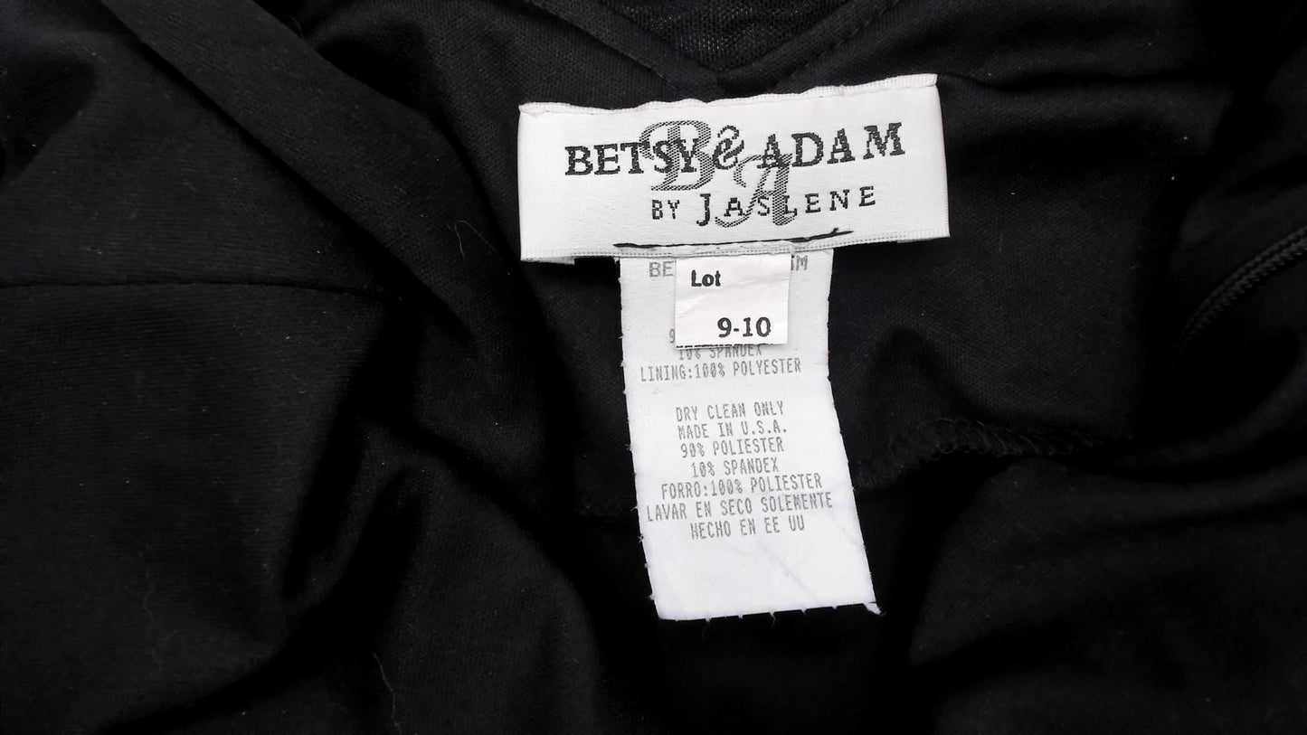 90s Betsy and Adam Black Velvet Mini Dress Sweetheart Neckline Mesh Back Medium M