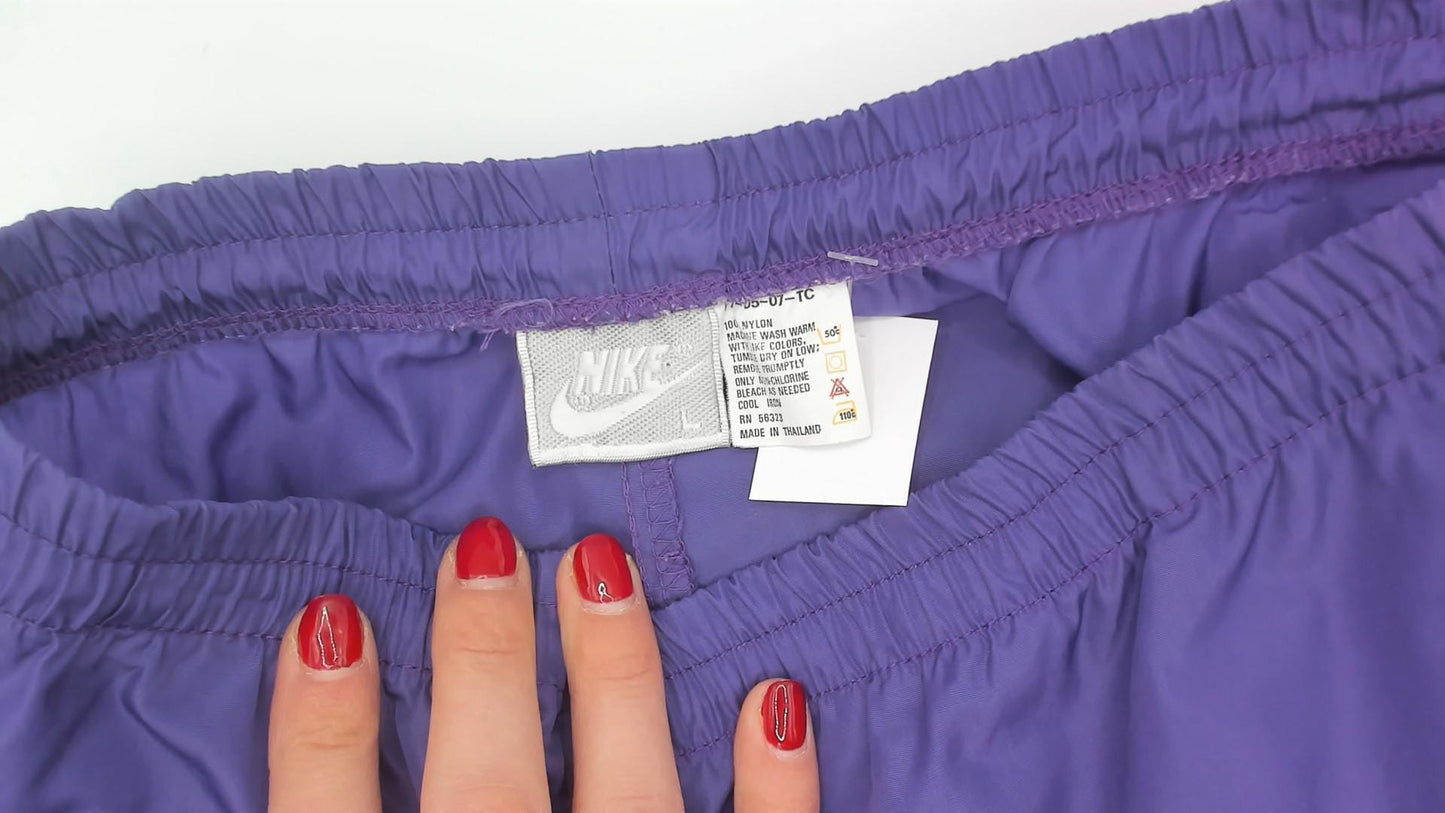 90s Nike Purple Nylon Windbreaker Pants Straight Leg Large L