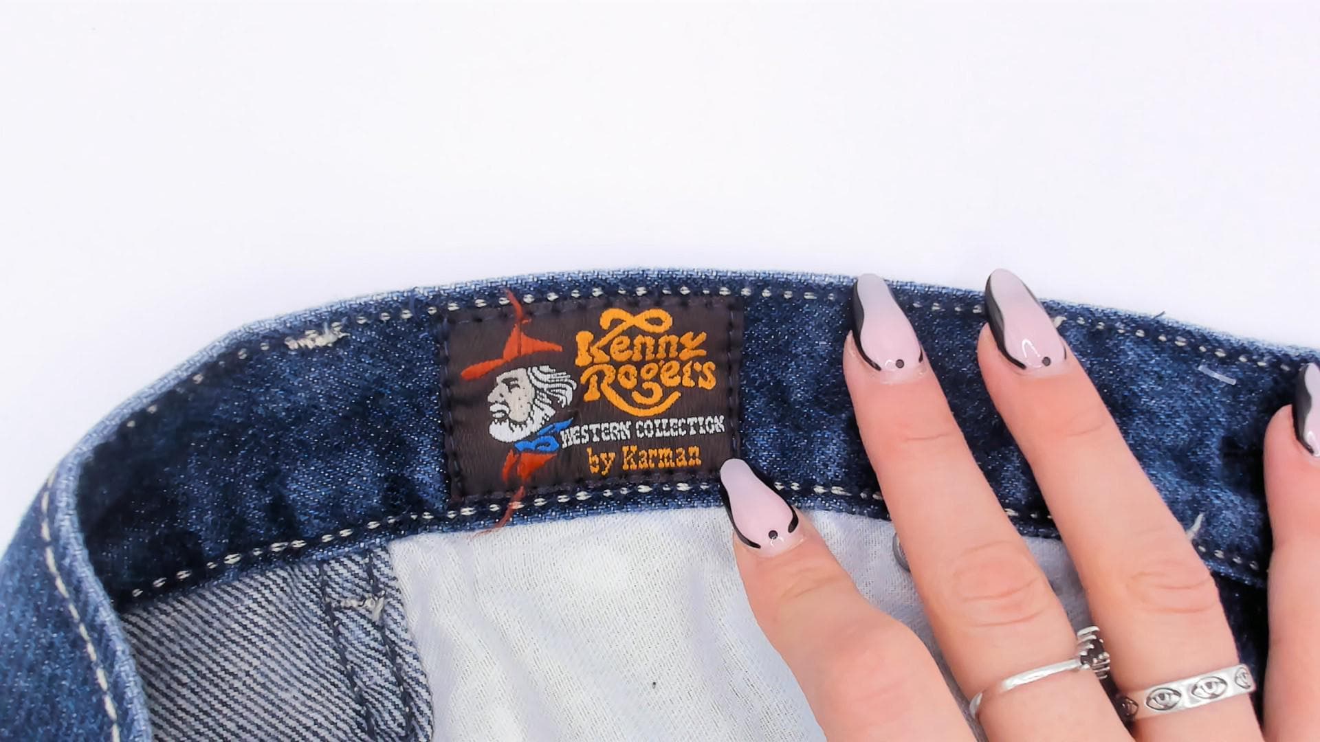 80s Kenny Rogers Western Embroidered Daisy Jeans High Waist Straight Leg Blue 28