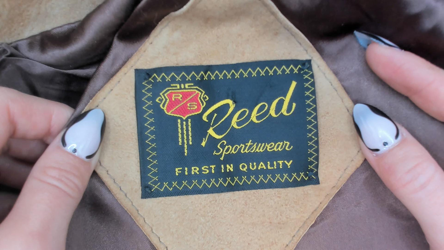 70s Reed Sportswear Suede Blazer Tan Notched Lapel Sport Coat Small S
