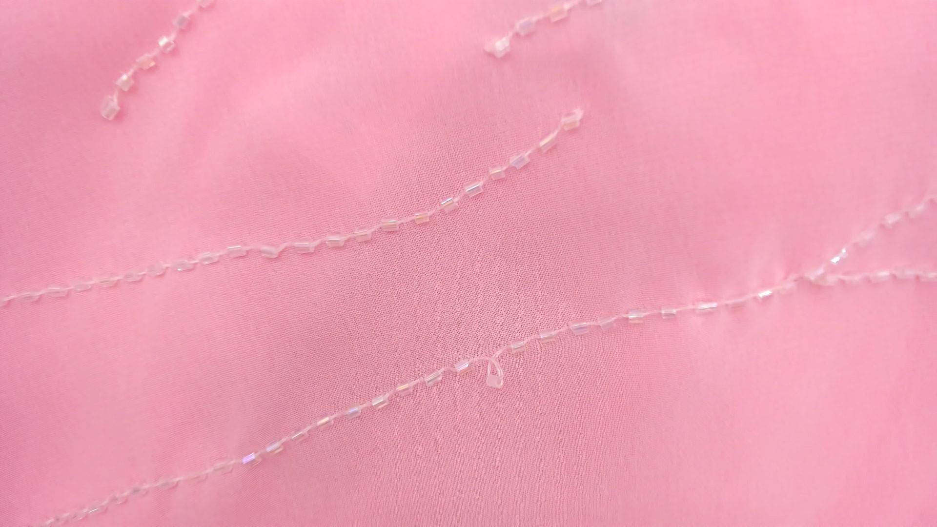 2000s Pink Ombre Beaded Maxi Gown Halter Chiffon Chelsea Nites Small