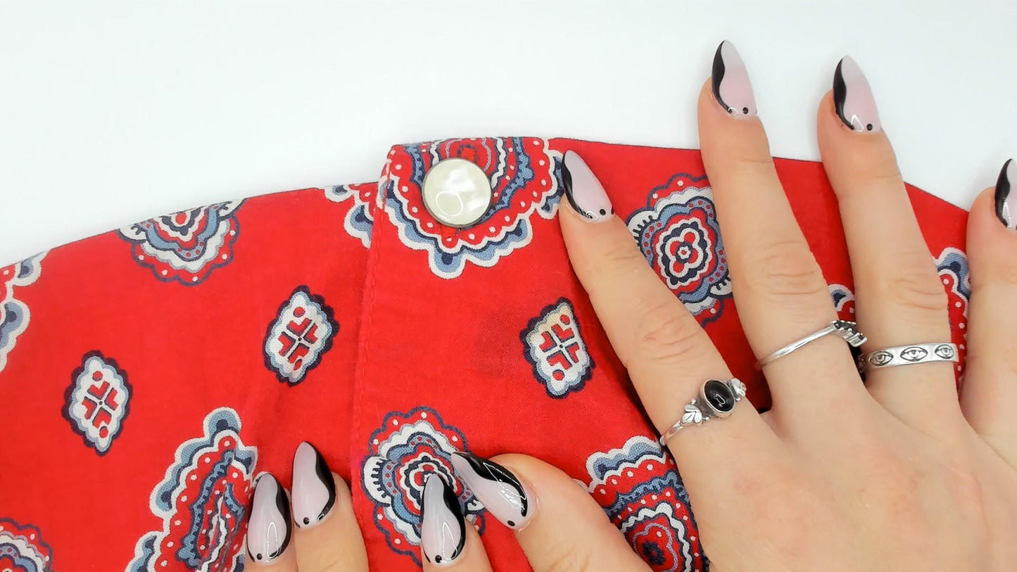 90s Liz Wear Southwestern Midi Skirt Red Medallion Print Cotton Large L
