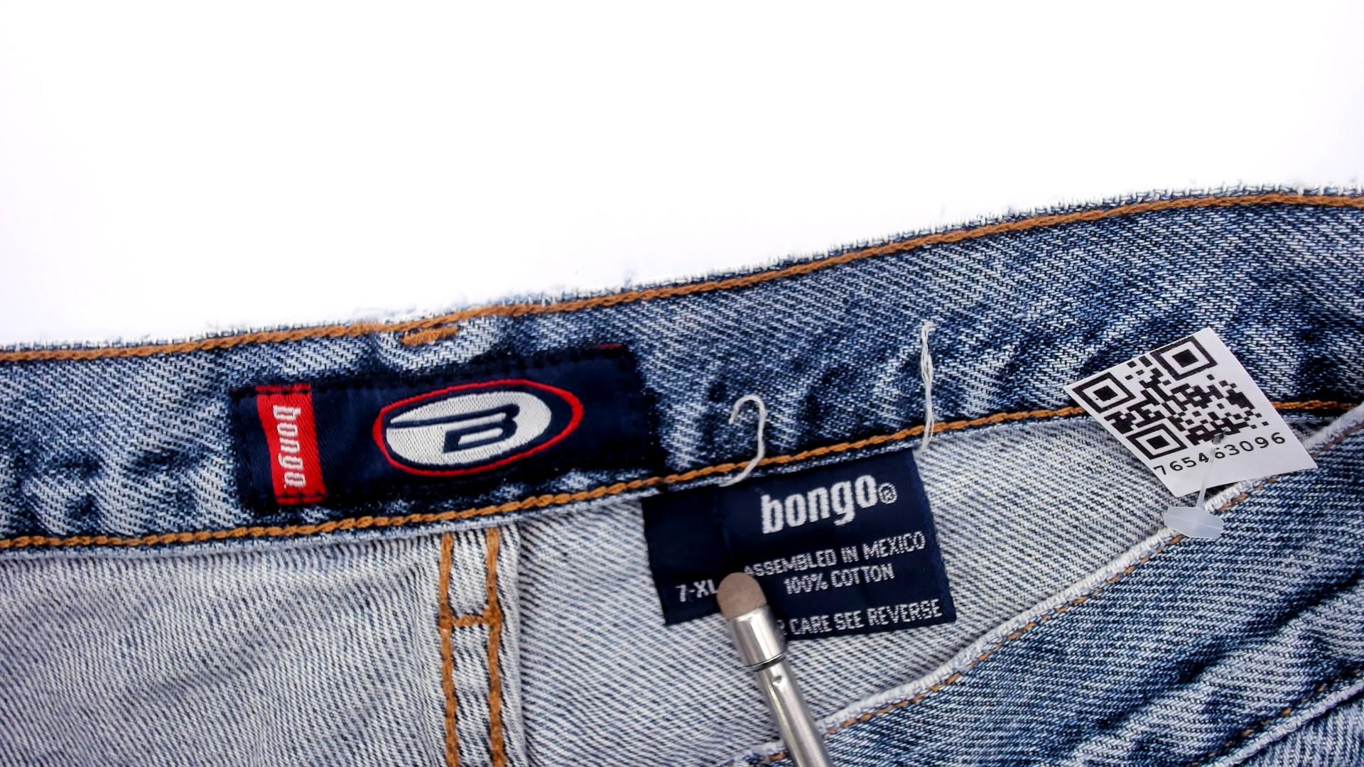 Y2K Bongo Cropped Jeans High Rise Straight Leg Raw Hem Blue Denim Small