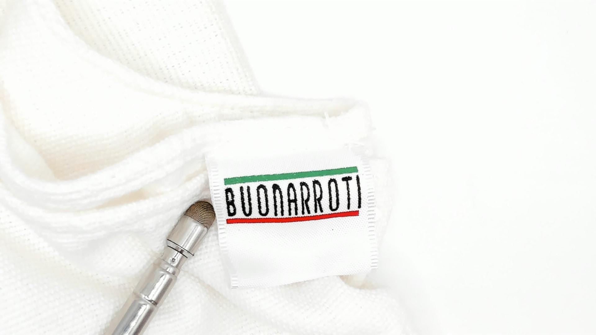 90s Buonarroti White Cotton Handwoven Shift Dress Fringe Hem Medium M