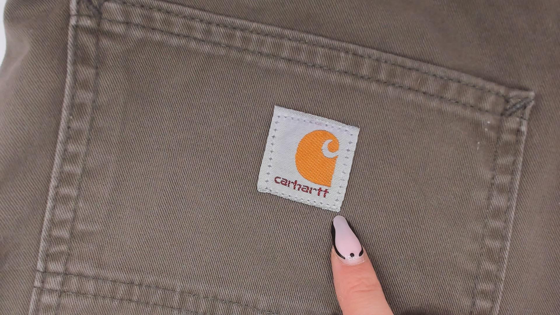 90s Carhartt Carpenter Pants Olive Cotton Straight Leg Workwear 34 x 30