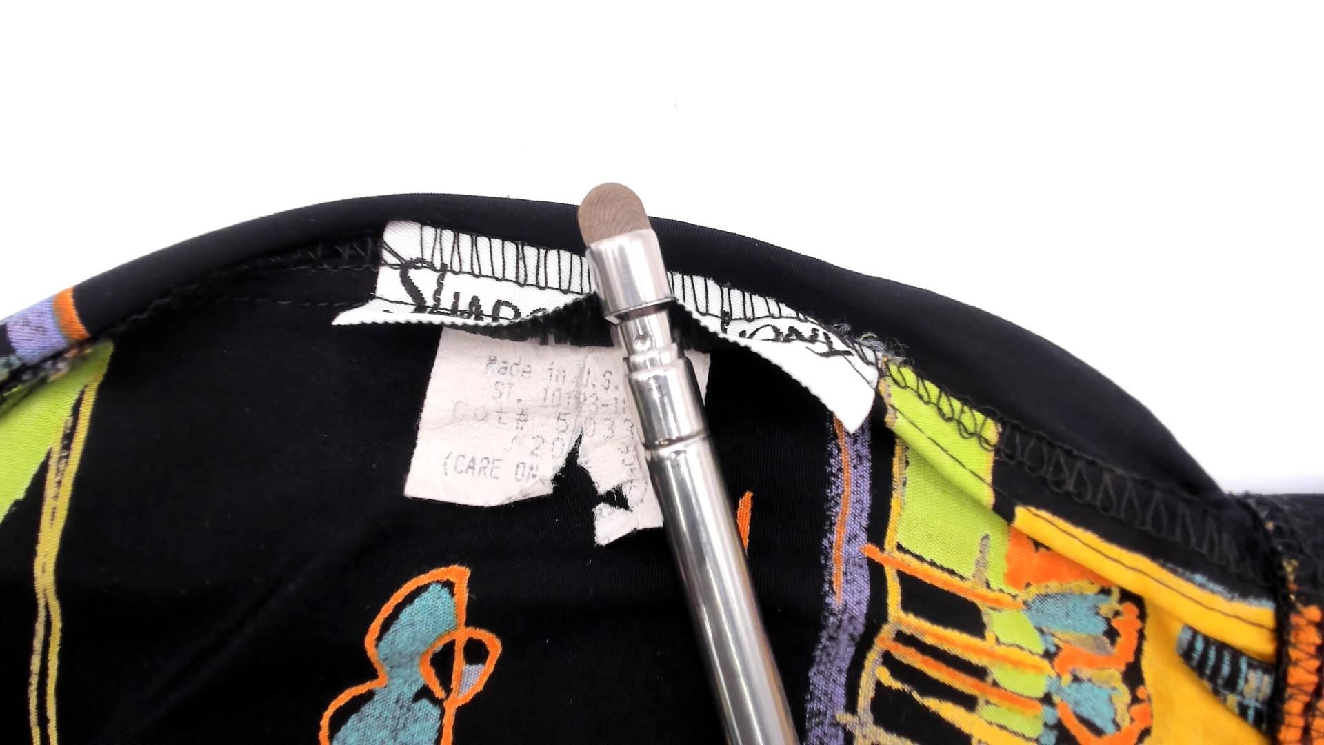 90s Sharon Anthony Maxi Skirt Cityscape Print Black Teal Orange Extra Large