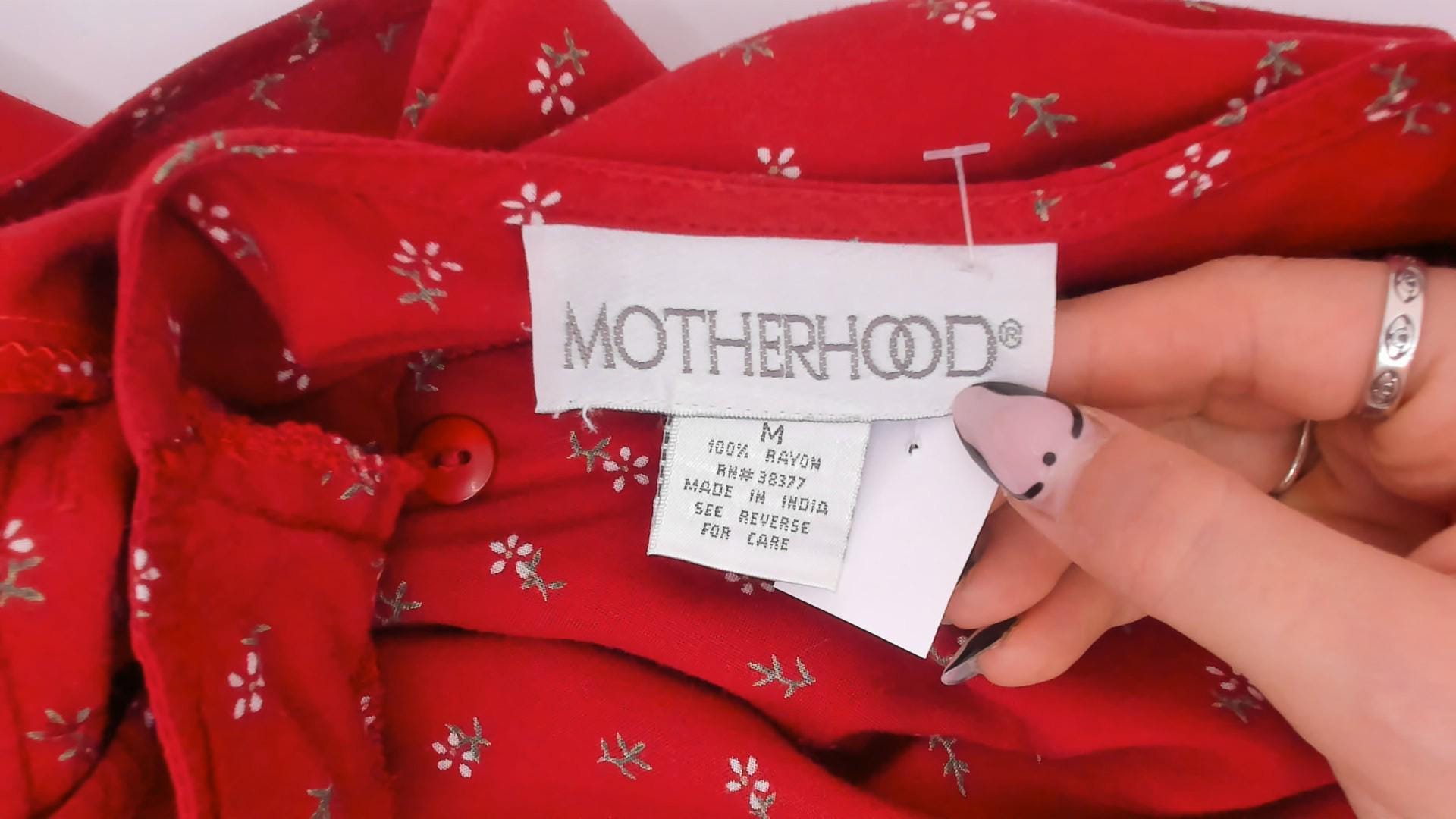 90s Motherhood Ditsy Floral Sundress Red Sleeveless Babydoll Medium M