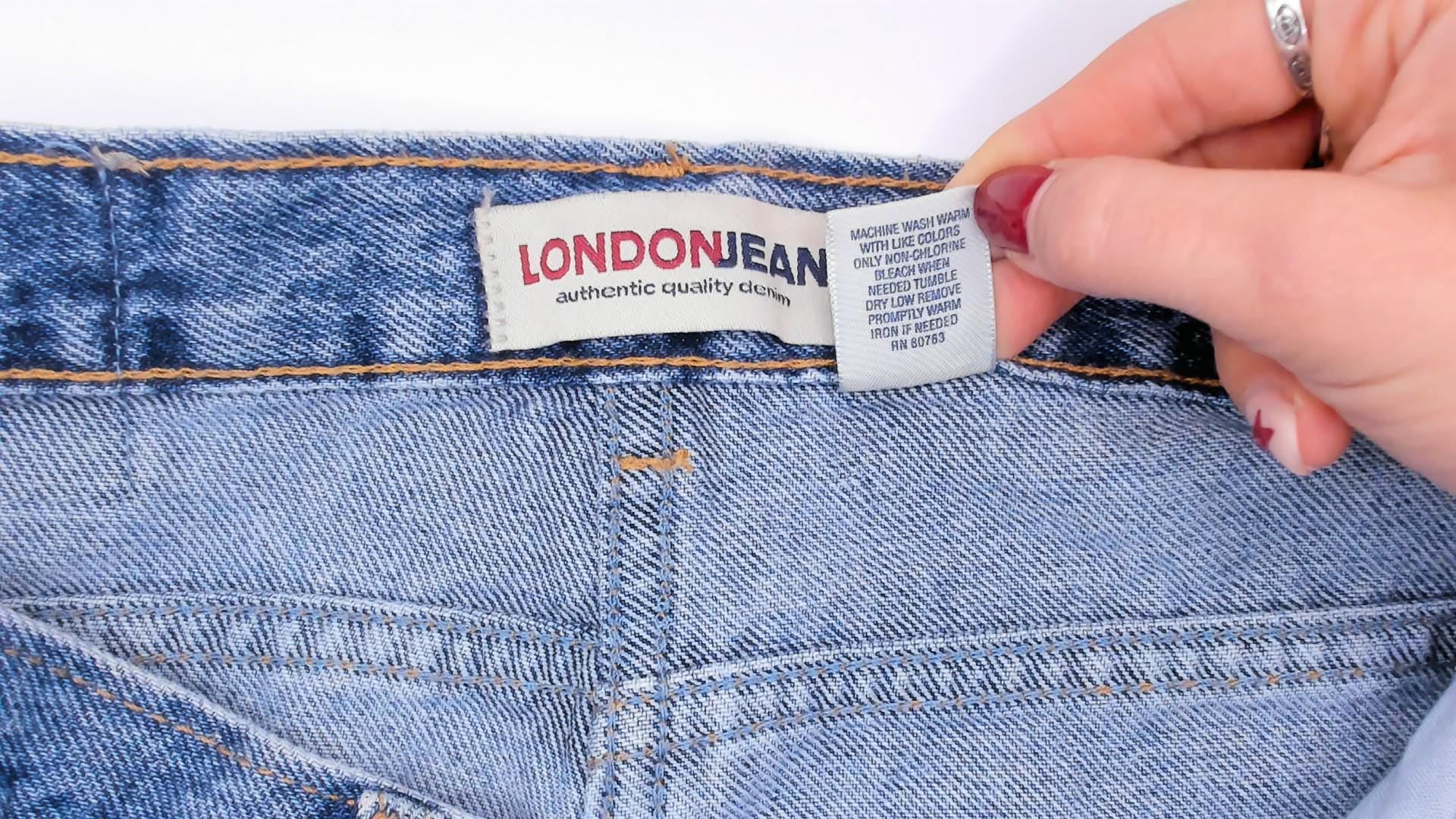 90s LondonJean Denim Shorts Cuffed Low Rise Blue Cotton Medium M