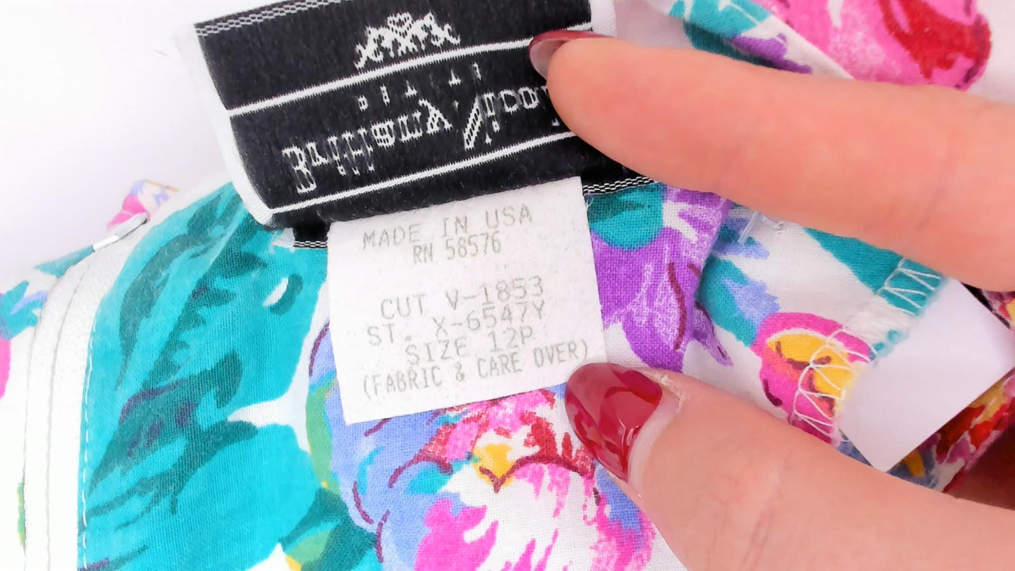 90s Brittany Nicole Floral Midi Sundress Cotton Peony Print Cream Large Petite