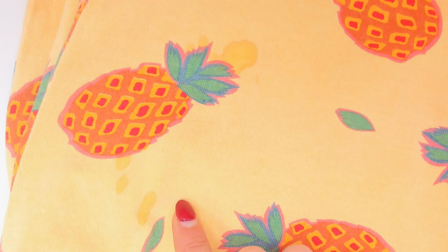 90s Zip Code Pineapple Print Maxi Dress Yellow Cotton Sleeveless Small
