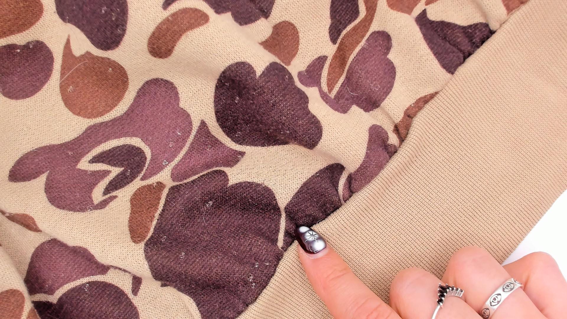 80s Duck Bay Camo Crewneck Sweatshirt Tan Brown Raglan Extra Large XL