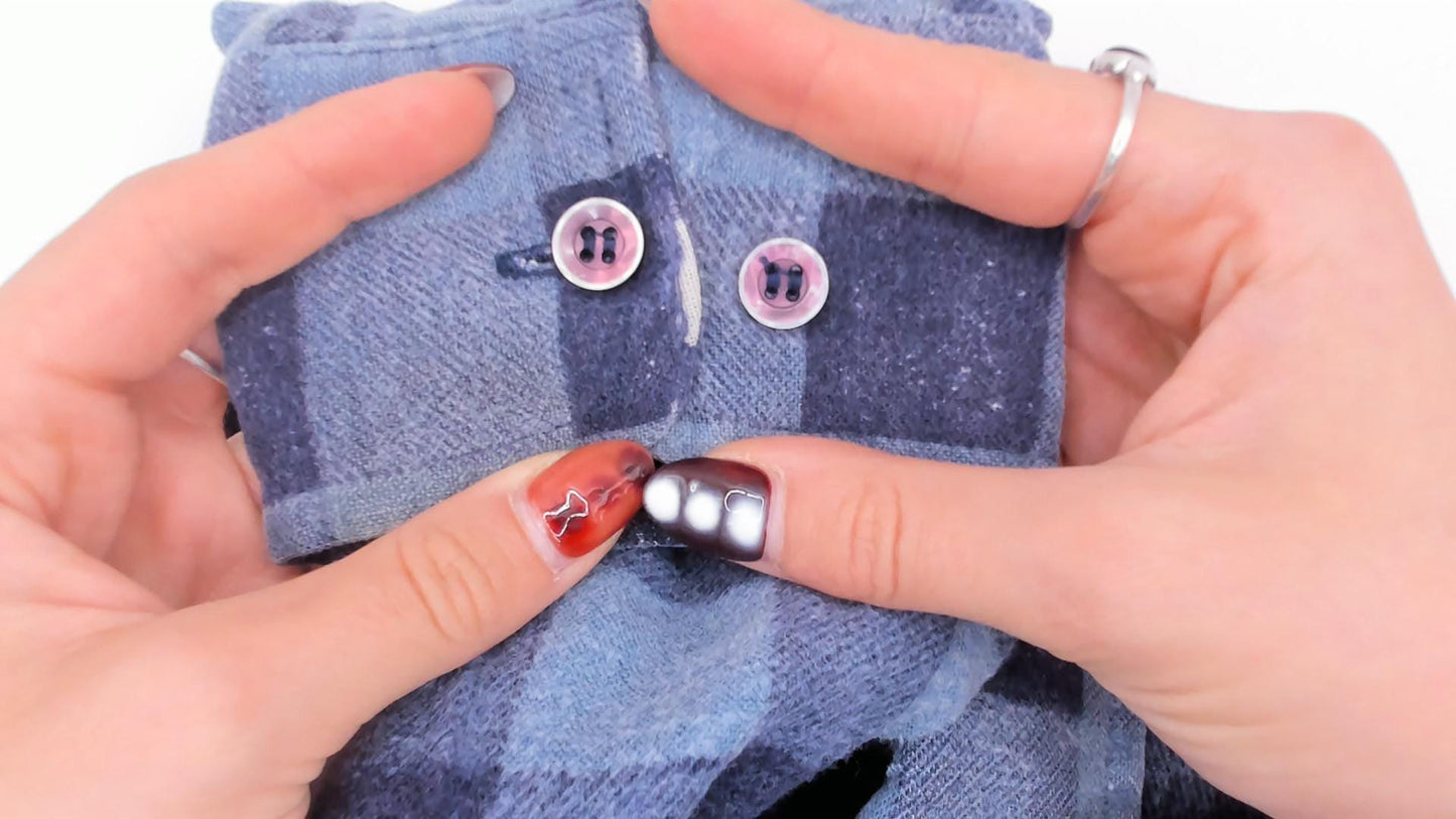 90s Dickies Buffalo Plaid Flannel Shirt Cropped Blue Navy Cotton Small