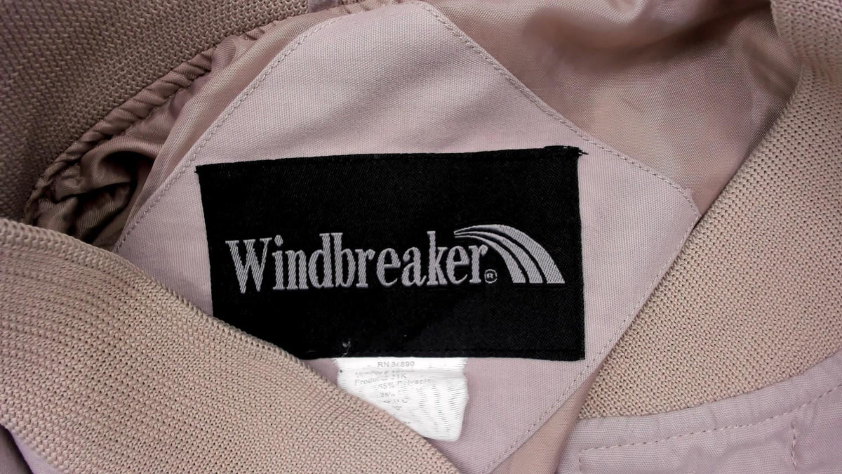 80s Windbreaker Bomber Jacket Tan Ribbed Knit Collar Small