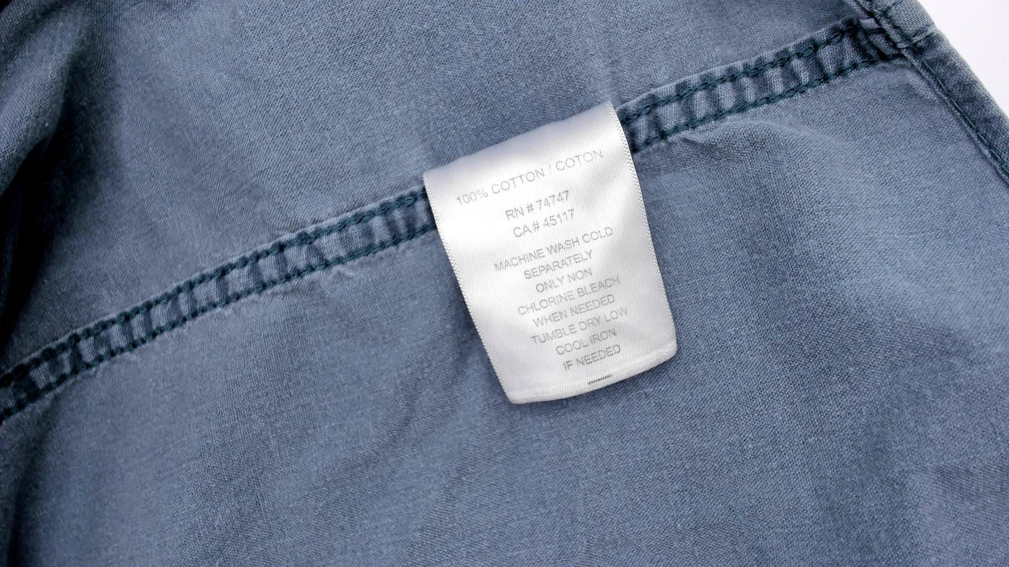2000s Redhead Slate Blue Cotton Work Shirt Pointed Collar Chest Pockets Extra Large XL