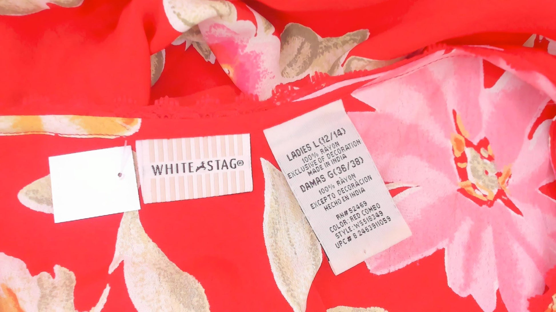 90s White Stag Red Floral Maxi Dress Sleeveless V-Neck Lace Trim Large L