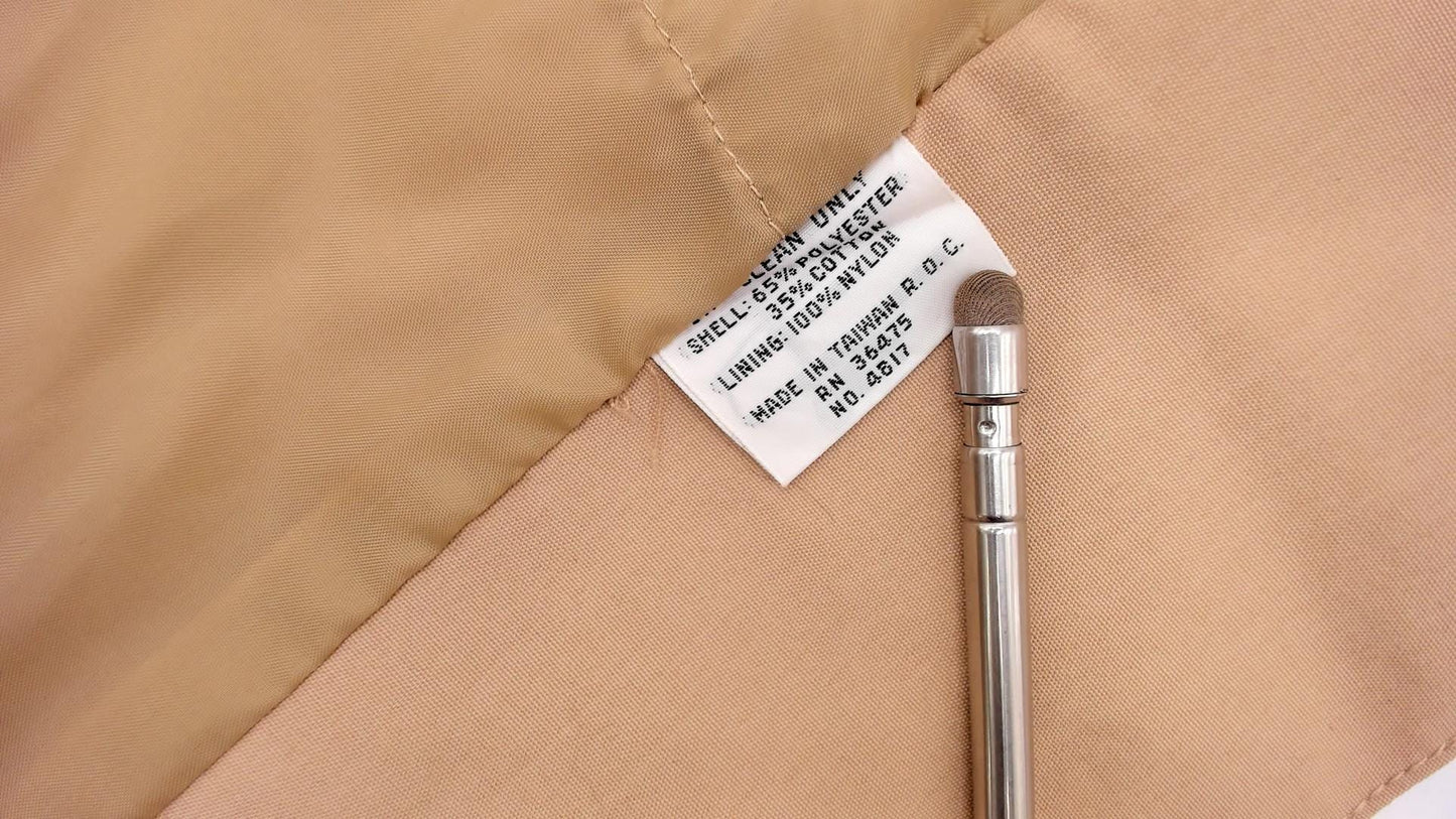 80s Windy Weather Tan Trench Coat Puff Sleeve Knee-Length Medium M