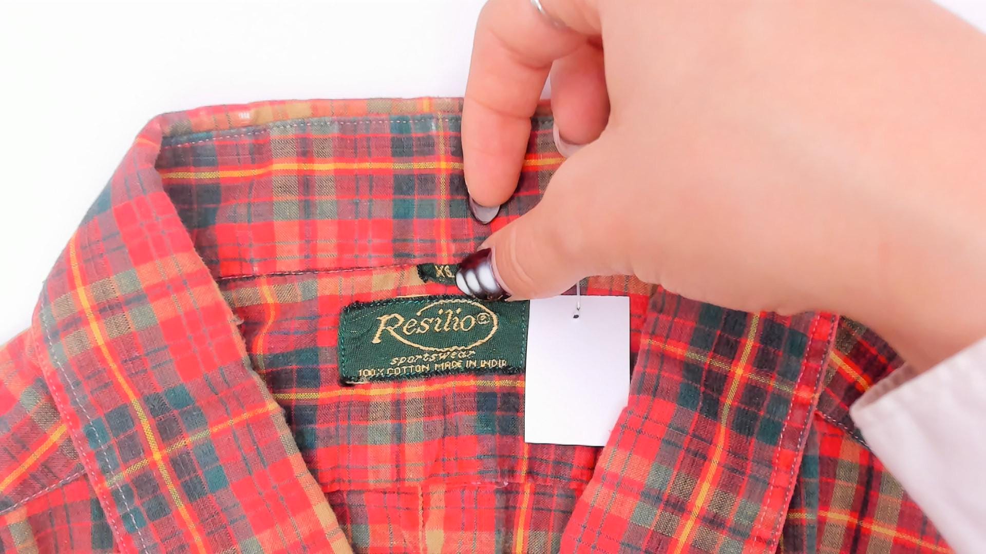 90s Resilio Red Plaid Cotton Button-Down Shirt Short Sleeve Small